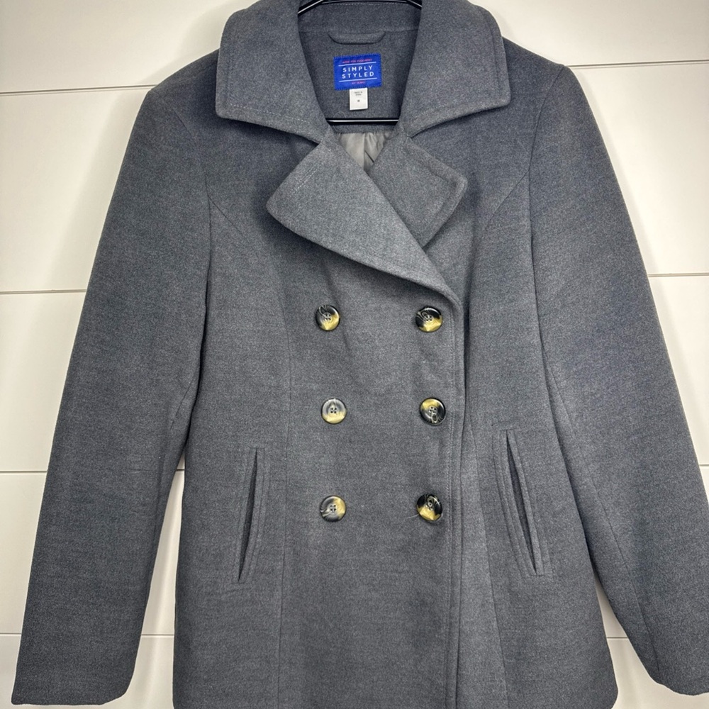 Sears Gray Peacoat Classic Double-Breasted Design